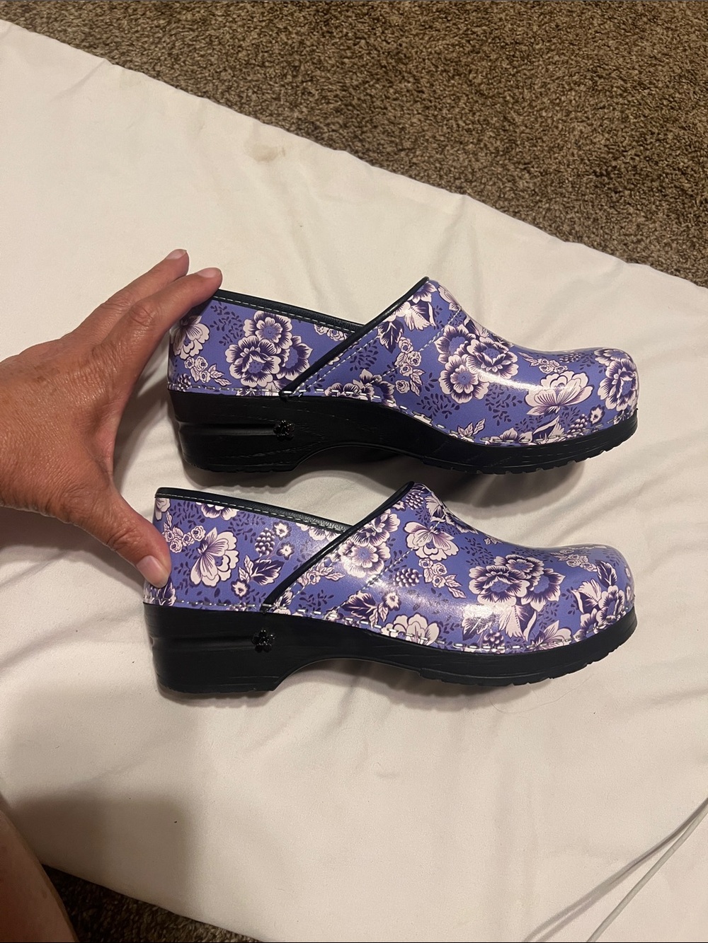 Sanita the original Danish clogs purple floral. - Picture 3 of 8